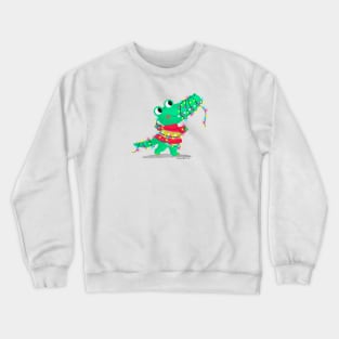 Crocodile celebrating Christmas Crewneck Sweatshirt